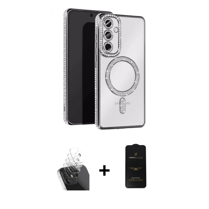 MARSİLYAN™- Galaxy A25 5G Kılıf Zirve Doku Prime - Siyah 6D Antistatik Mat Seramik Hayalet Nano Ekran Koruyucu + Kamera Lens Koruma Cam - SF