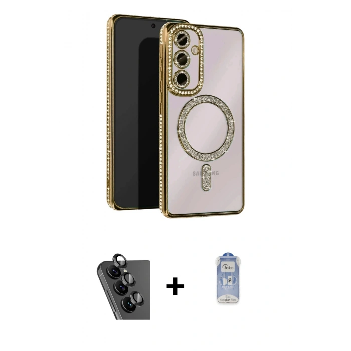 MARSİLYAN™- Galaxy A25 5G Kılıf Zirve Doku Prime - Siyah Joko Magic 5D Cam + Valdez Metal Kamera Lens - SH
