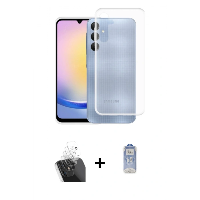 MARSİLYAN™- Galaxy A25 5G Kılıf Zirve Doku - Siyah Joko Magic 5D Cam + Kamera Lens Koruma Cam - SF