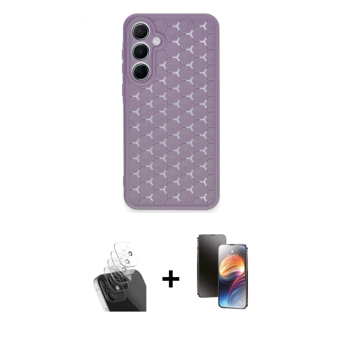 MARSİLYAN™- Galaxy A25 5G Kılıf Zirve Form - Siyah 3D Antistatik Mat Seramik Nano Ekran Koruyucu + Kamera Lens Koruma Cam - SF