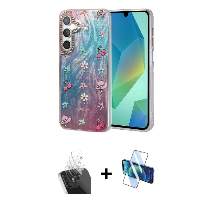 MARSİLYAN™- Galaxy A25 5G Kılıf Zirve Modern Prime - Siyah 3D Antistatik Seramik Nano Ekran Koruyucu + Kamera Lens Koruma Cam - SF