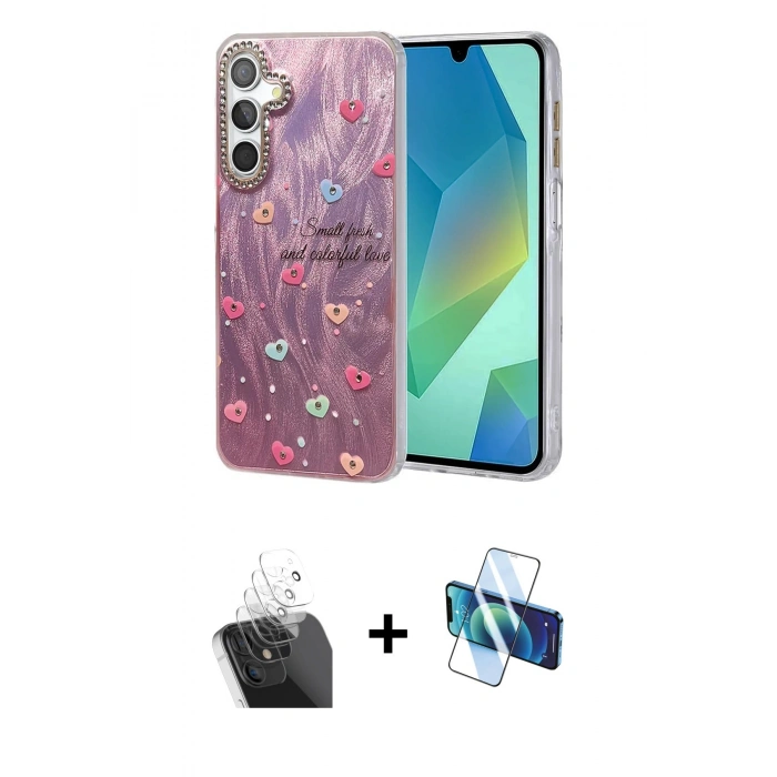 MARSİLYAN™- Galaxy A25 5G Kılıf Zirve Modern Prime - Siyah 3D Antistatik Seramik Nano Ekran Koruyucu + Kamera Lens Koruma Cam - SF