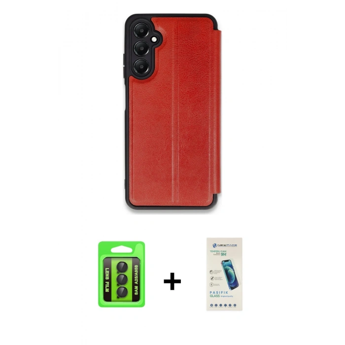 MARSİLYAN™- Galaxy A25 5G Kılıf Zirve Yansıma Serisi - Şeffaf Pasifik Cam Ekran Koruyucu + Raze Metal Kamera Lens - SH