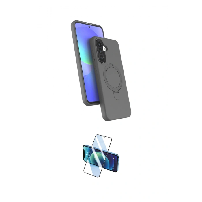 MARSİLYAN™- Galaxy A26 Kılıf İz Işık Koleksiyonu - Siyah 3D Antistatik Cam Ekran Koruyucu