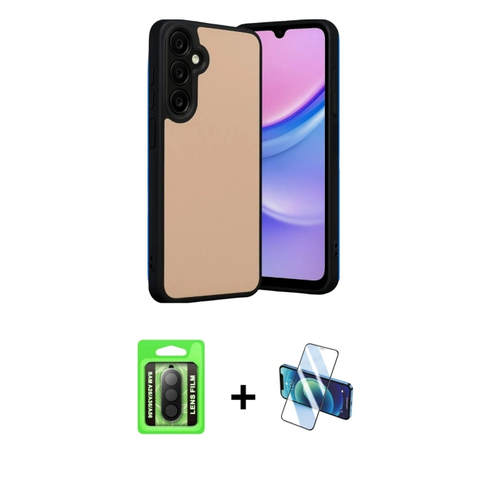 MARSİLYAN™- Galaxy A26 Kılıf Kıvılcım Işık Serisi - Siyah 3D Antistatik Seramik Nano Ekran Koruyucu + Raze Metal Kamera Lens - SH