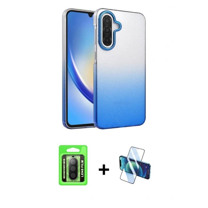 MARSİLYAN™- Galaxy A26 Kılıf Kıvılcım Minimal Özel Seri - Siyah 3D Antistatik Seramik Nano Ekran Koruyucu + Raze Metal Kamera Lens - SH