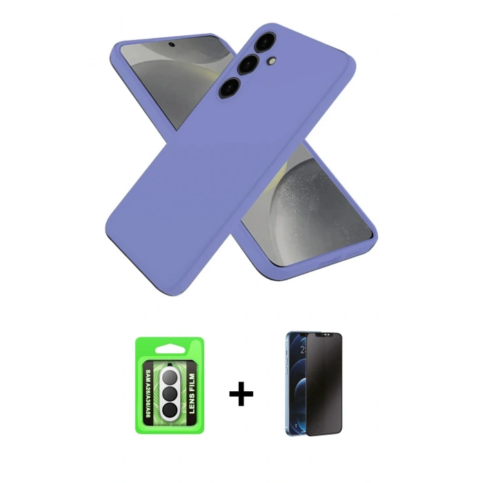 MARSİLYAN™- Galaxy A26 Kılıf Kozmos Yansıma Özel Seri - Siyah 3D Antistatik Hayalet Cam Ekran Koruyucu + Raze Metal Kamera Lens - GS