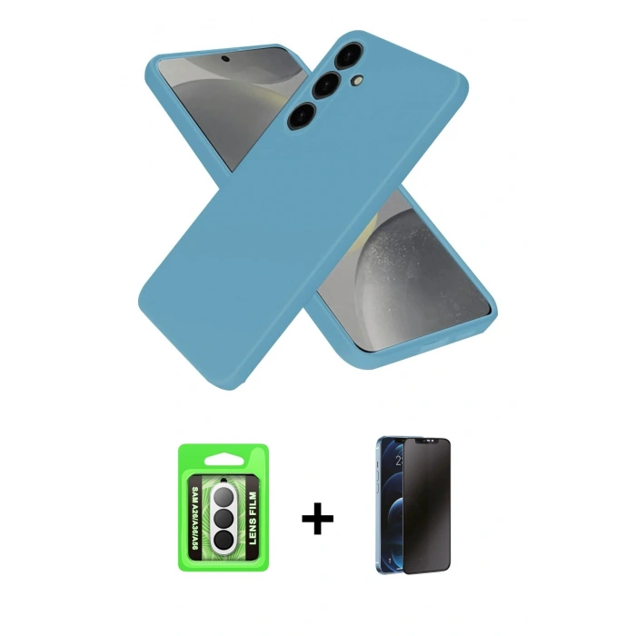 MARSİLYAN™- Galaxy A26 Kılıf Kozmos Yansıma Özel Seri - Siyah 3D Antistatik Hayalet Cam Ekran Koruyucu + Raze Metal Kamera Lens - GS