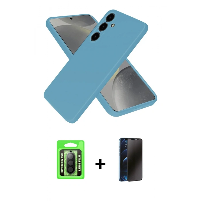 MARSİLYAN™- Galaxy A26 Kılıf Kozmos Yansıma Özel Seri - Siyah 3D Antistatik Hayalet Cam Ekran Koruyucu + Raze Metal Kamera Lens - SH
