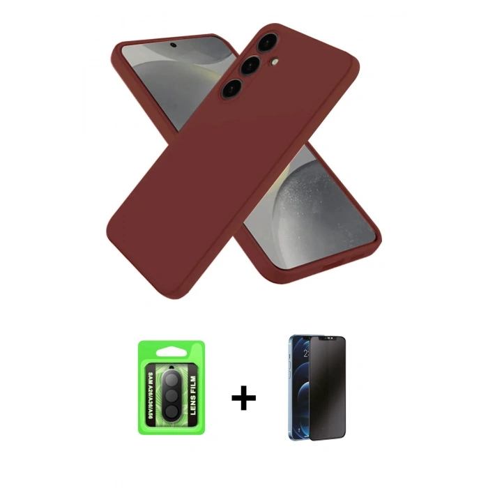 MARSİLYAN™- Galaxy A26 Kılıf Kozmos Yansıma Özel Seri - Siyah 3D Antistatik Hayalet Cam Ekran Koruyucu + Raze Metal Kamera Lens - SH