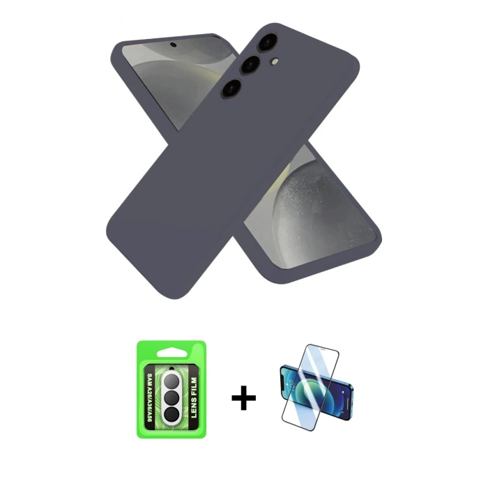 MARSİLYAN™- Galaxy A26 Kılıf Kozmos Yansıma Özel Seri - Siyah 3D Antistatik Seramik Nano Ekran Koruyucu + Raze Metal Kamera Lens - GS