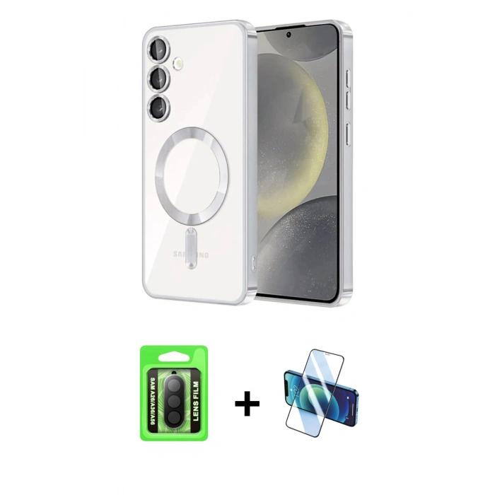 MARSİLYAN™- Galaxy A26 Kılıf Nova Işık Özel Seri - Siyah 3D Antistatik Seramik Nano Ekran Koruyucu + Siyah Raze Metal Kamera Lens