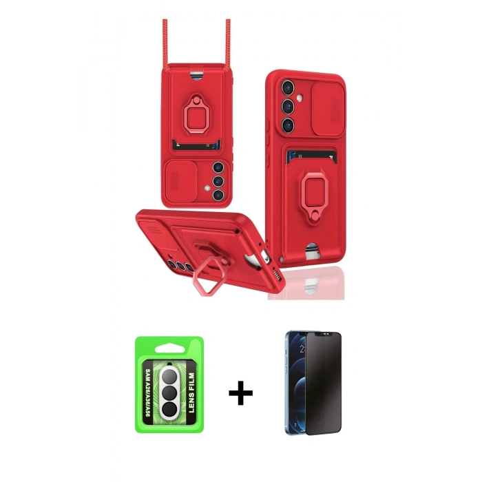 MARSİLYAN™- Galaxy A26 Kılıf Vadi Form Prime - Siyah 3D Antistatik Hayalet Cam Ekran Koruyucu + Raze Metal Kamera Lens - GS