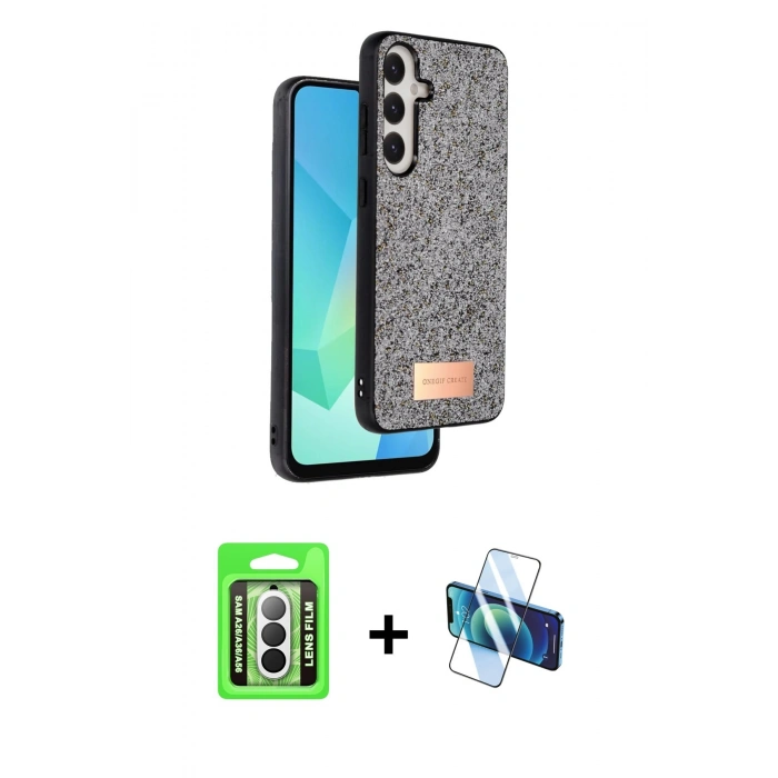 MARSİLYAN™- Galaxy A26 Kılıf Vadi Klasik Serisi - Siyah 3D Antistatik Seramik Nano Ekran Koruyucu + Raze Metal Kamera Lens - GS
