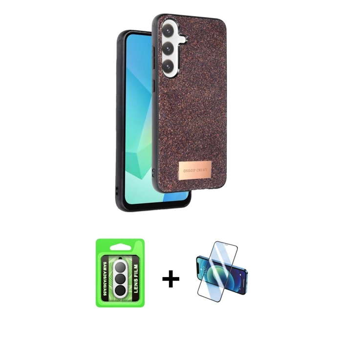 MARSİLYAN™- Galaxy A26 Kılıf Vadi Klasik Serisi - Siyah 3D Antistatik Seramik Nano Ekran Koruyucu + Raze Metal Kamera Lens - GS