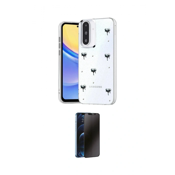 MARSİLYAN™- Galaxy A26 Kılıf Yörünge Form - Siyah 3D Antistatik Hayalet Cam Ekran Koruyucu