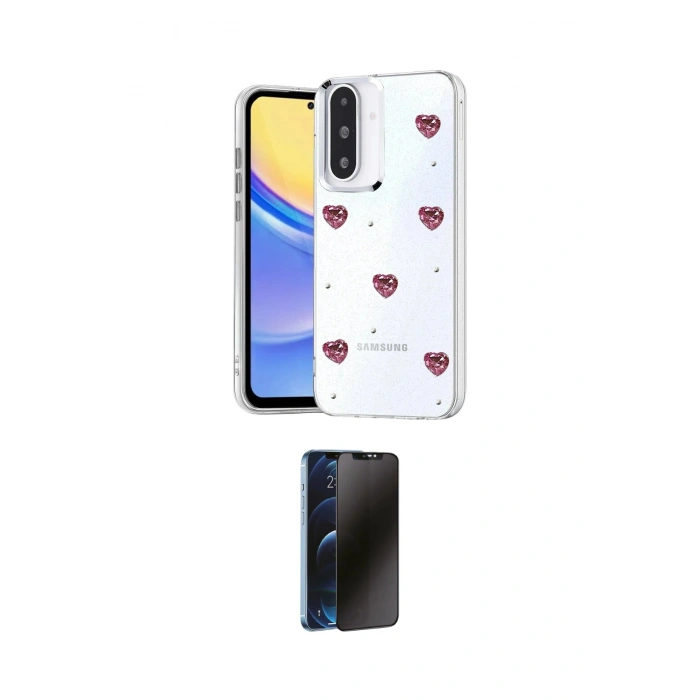 MARSİLYAN™- Galaxy A26 Kılıf Yörünge Form - Siyah 3D Antistatik Hayalet Cam Ekran Koruyucu