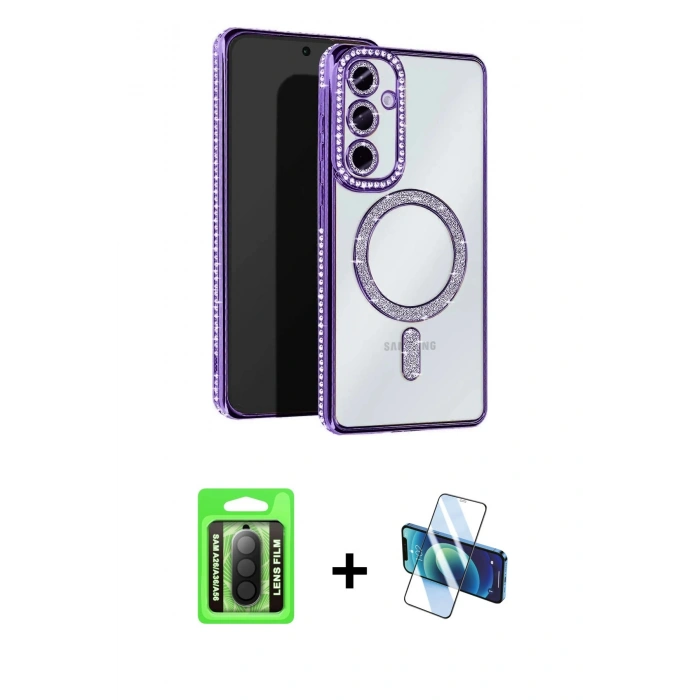 MARSİLYAN™- Galaxy A26 Kılıf Zirve Doku Prime - Siyah 3D Antistatik Seramik Nano Ekran Koruyucu + Raze Metal Kamera Lens - SH
