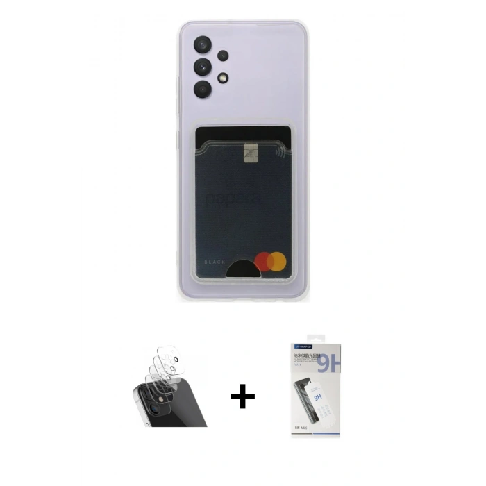 MARSİLYAN™- Galaxy A32 Kılıf Doruk Klasik Koleksiyonu - Şeffaf Uv Polymer Nano Ekran Koruyucu + Kamera Lens Koruma Cam - SF