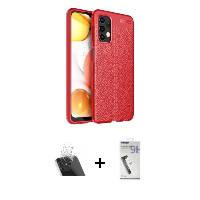 MARSİLYAN™- Galaxy A32 Kılıf Doruk Klasik Özel Seri - Şeffaf Uv Polymer Nano Ekran Koruyucu + Kamera Lens Koruma Cam - SF