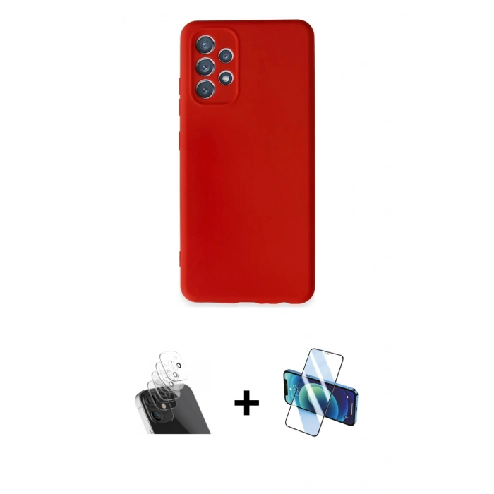 MARSİLYAN™- Galaxy A32 Kılıf Kozmos Yansıma Özel Seri - Siyah 3D Antistatik Cam Ekran Koruyucu + Kamera Lens Koruma Cam - SF