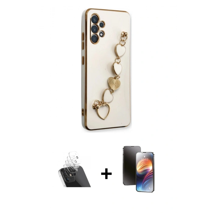 MARSİLYAN™- Galaxy A32 Kılıf Nova Işık Prime - Siyah 3D Antistatik Mat Seramik Nano Ekran Koruyucu + Kamera Lens Koruma Cam - SF