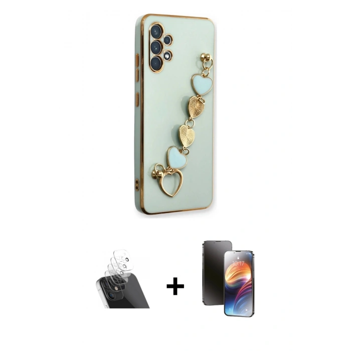 MARSİLYAN™- Galaxy A32 Kılıf Nova Işık Prime - Siyah 3D Antistatik Mat Seramik Nano Ekran Koruyucu + Kamera Lens Koruma Cam - SF