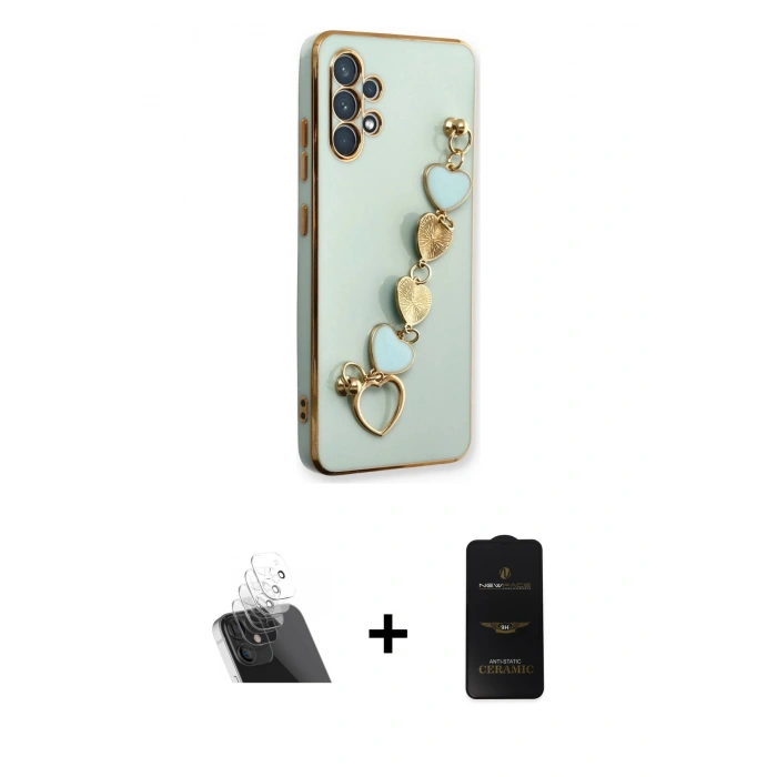 MARSİLYAN™- Galaxy A32 Kılıf Nova Işık Prime - Siyah 6D Antistatik Mat Seramik Hayalet Nano Ekran Koruyucu + Kamera Lens Koruma Cam - SF