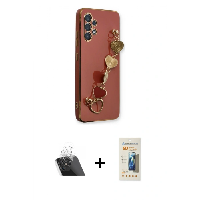 MARSİLYAN™- Galaxy A32 Kılıf Nova Işık Prime - Siyah 6D Mat Seramik Hayalet Nano Ekran Koruyucu + Şeffaf Kamera Lens Koruma Cam