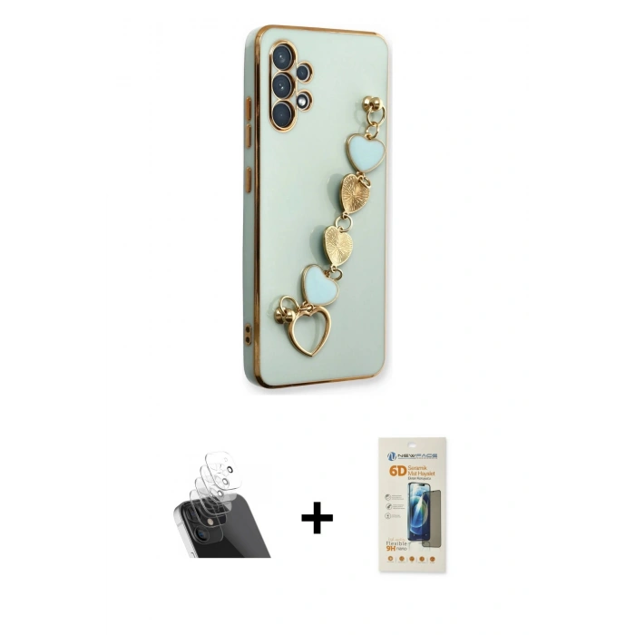 MARSİLYAN™- Galaxy A32 Kılıf Nova Işık Prime - Siyah 6D Mat Seramik Hayalet Nano Ekran Koruyucu + Şeffaf Kamera Lens Koruma Cam