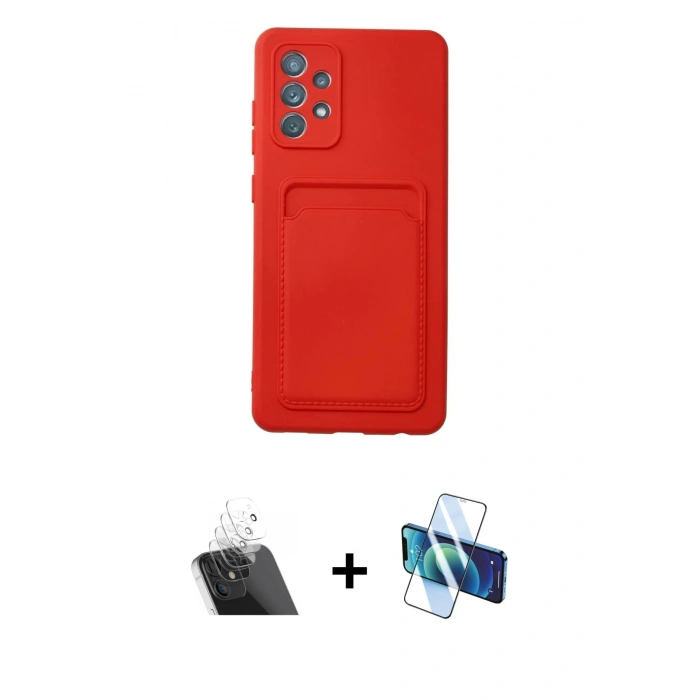 MARSİLYAN™- Galaxy A32 Kılıf Vadi Çizgi Prime - Siyah 3D Antistatik Cam Ekran Koruyucu + Kamera Lens Koruma Cam - SF