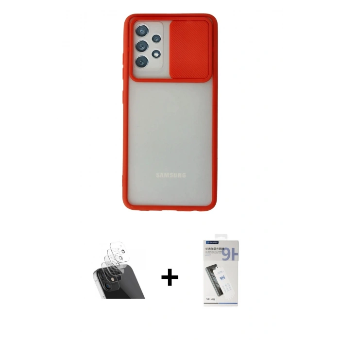 MARSİLYAN™- Galaxy A32 Kılıf Vadi Çizgi - Şeffaf Uv Polymer Nano Ekran Koruyucu + Kamera Lens Koruma Cam - SF