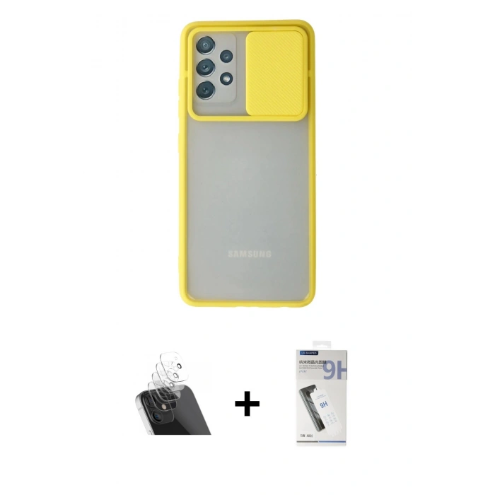 MARSİLYAN™- Galaxy A32 Kılıf Vadi Çizgi - Şeffaf Uv Polymer Nano Ekran Koruyucu + Kamera Lens Koruma Cam - SF