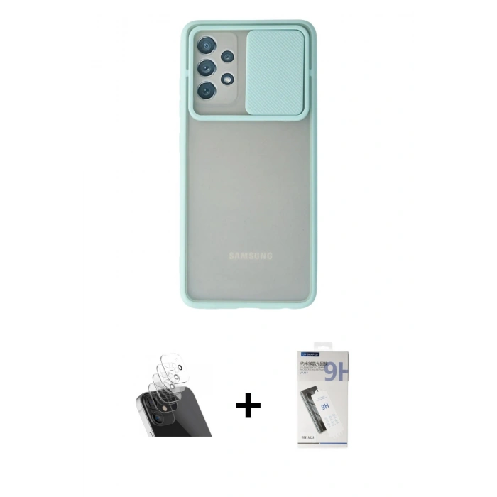 MARSİLYAN™- Galaxy A32 Kılıf Vadi Çizgi - Şeffaf Uv Polymer Nano Ekran Koruyucu + Kamera Lens Koruma Cam - SF