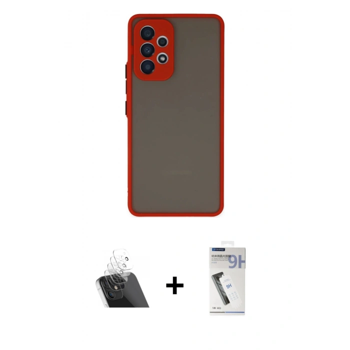 MARSİLYAN™- Galaxy A33 5G Kılıf Ahenk Çizgi Serisi - Şeffaf Uv Polymer Nano Ekran Koruyucu + Kamera Lens Koruma Cam - SF