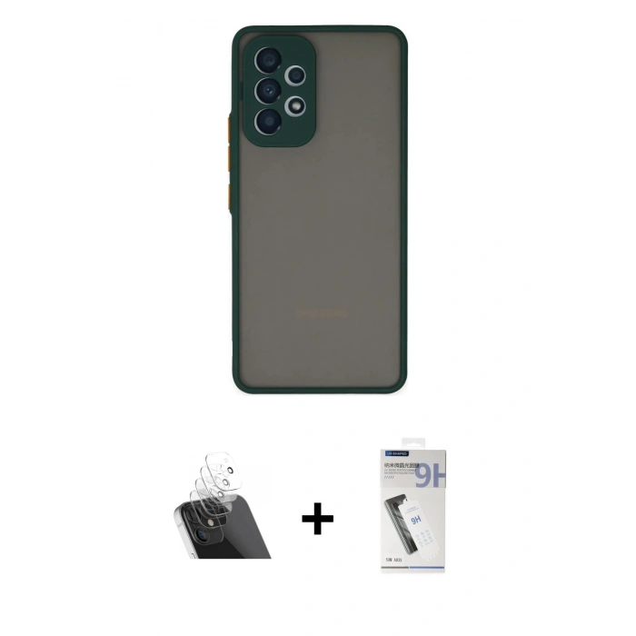 MARSİLYAN™- Galaxy A33 5G Kılıf Ahenk Çizgi Serisi - Şeffaf Uv Polymer Nano Ekran Koruyucu + Kamera Lens Koruma Cam - SF