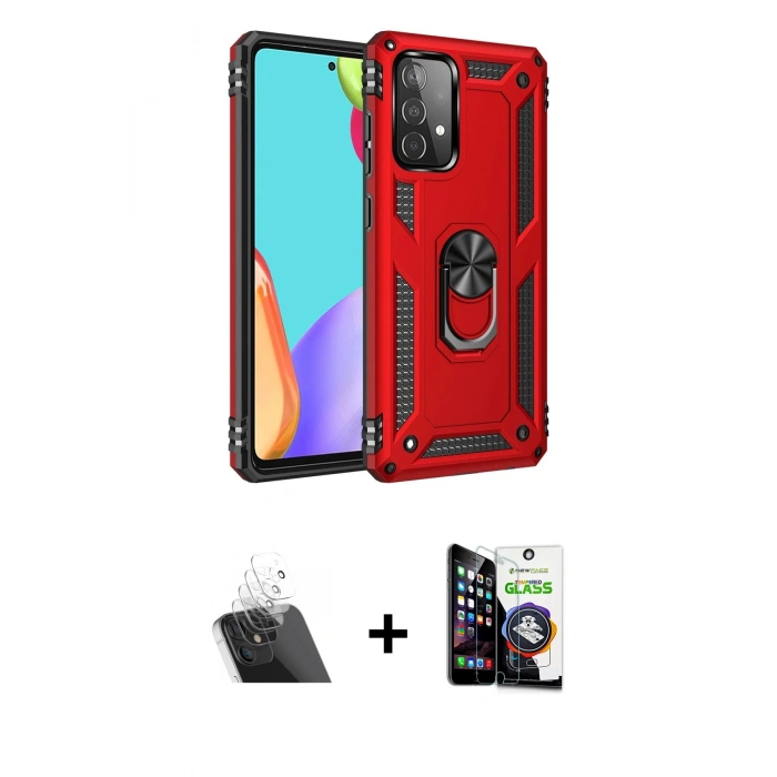 MARSİLYAN™- Galaxy A33 5G Kılıf Ahenk Klasik Koleksiyonu - Şeffaf Temperli Cam Ekran Koruyucu + Kamera Lens Koruma Cam - SF