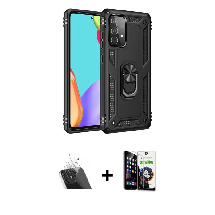 MARSİLYAN™- Galaxy A33 5G Kılıf Ahenk Klasik Koleksiyonu - Şeffaf Temperli Cam Ekran Koruyucu + Kamera Lens Koruma Cam - SF