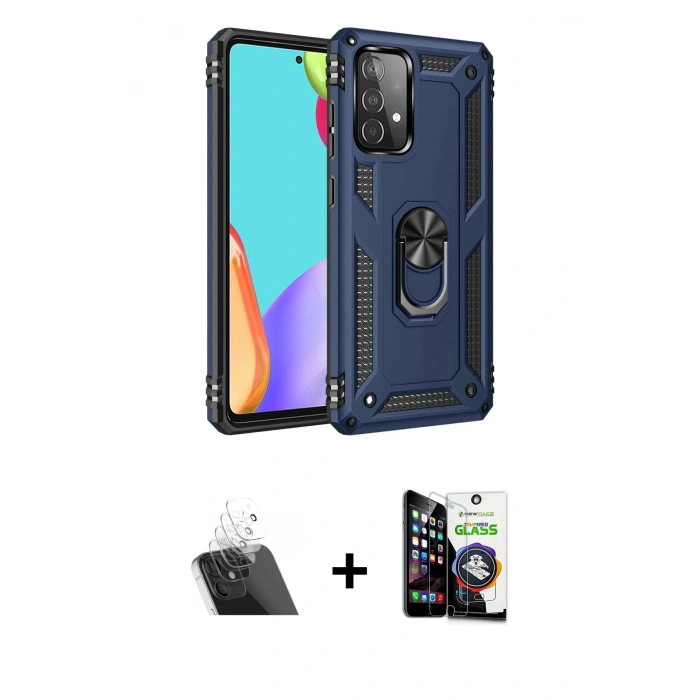 MARSİLYAN™- Galaxy A33 5G Kılıf Ahenk Klasik Koleksiyonu - Şeffaf Temperli Cam Ekran Koruyucu + Kamera Lens Koruma Cam - SF
