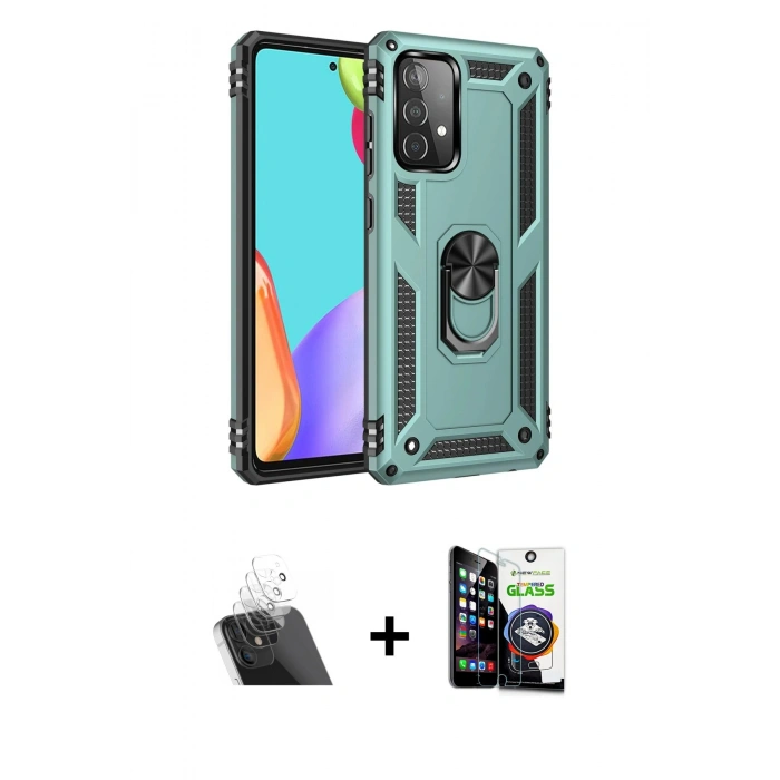 MARSİLYAN™- Galaxy A33 5G Kılıf Ahenk Klasik Koleksiyonu - Şeffaf Temperli Cam Ekran Koruyucu + Kamera Lens Koruma Cam - SF