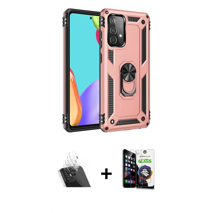 MARSİLYAN™- Galaxy A33 5G Kılıf Ahenk Klasik Koleksiyonu - Şeffaf Temperli Cam Ekran Koruyucu + Kamera Lens Koruma Cam - SF