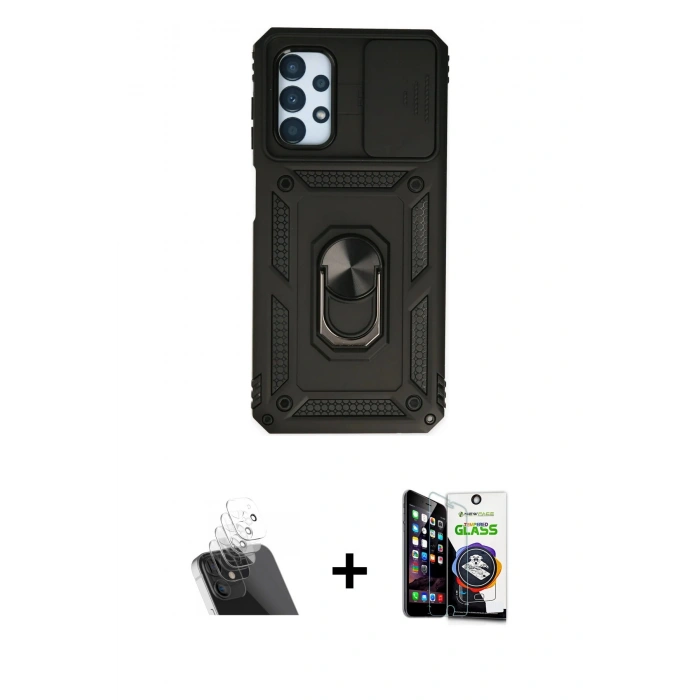 MARSİLYAN™- Galaxy A33 5G Kılıf Ahenk Klasik - Şeffaf Temperli Cam Ekran Koruyucu + Kamera Lens Koruma Cam - SF
