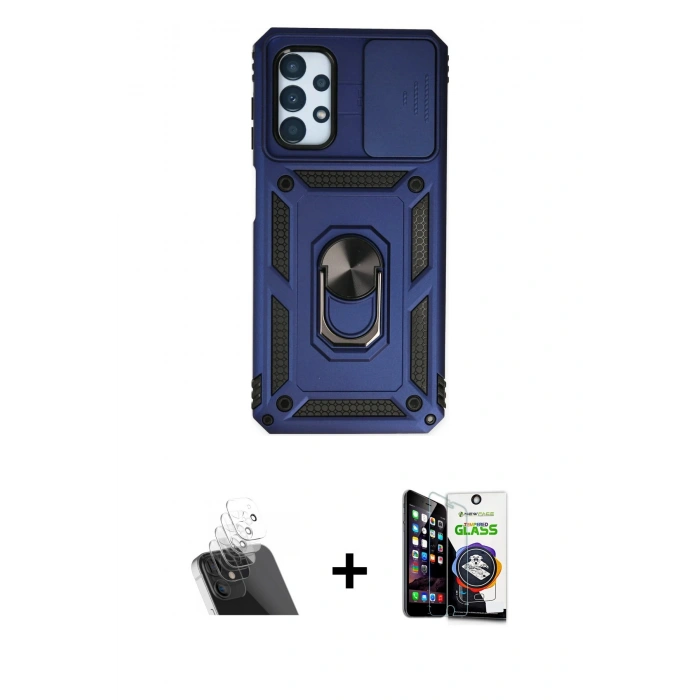 MARSİLYAN™- Galaxy A33 5G Kılıf Ahenk Klasik - Şeffaf Temperli Cam Ekran Koruyucu + Kamera Lens Koruma Cam - SF