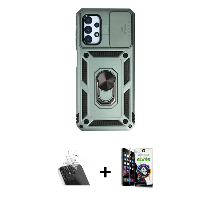 MARSİLYAN™- Galaxy A33 5G Kılıf Ahenk Klasik - Şeffaf Temperli Cam Ekran Koruyucu + Kamera Lens Koruma Cam - SF