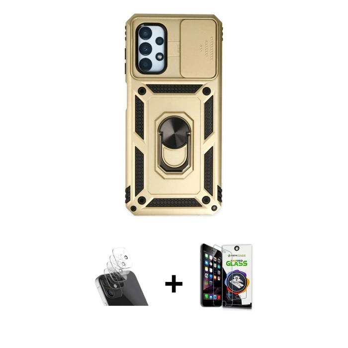 MARSİLYAN™- Galaxy A33 5G Kılıf Ahenk Klasik - Şeffaf Temperli Cam Ekran Koruyucu + Kamera Lens Koruma Cam - SF