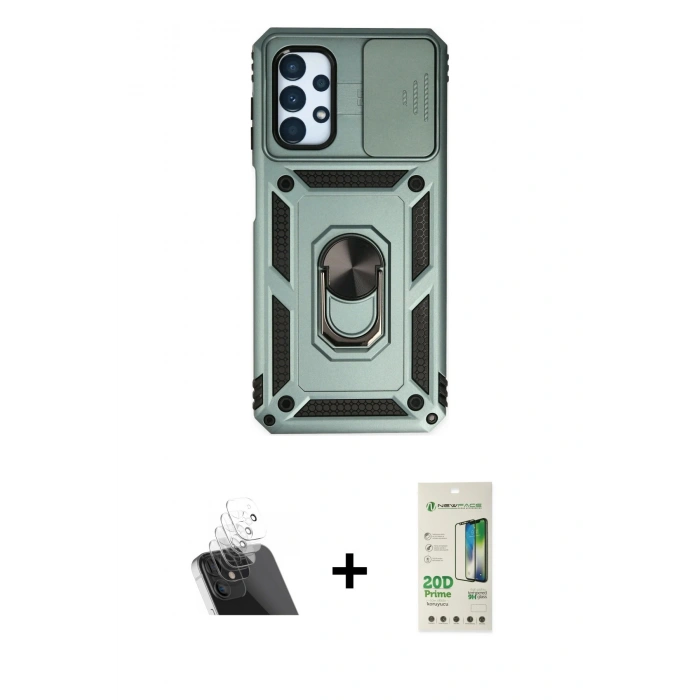 MARSİLYAN™- Galaxy A33 5G Kılıf Ahenk Klasik - Siyah 20D Premium Cam Ekran Koruyucu + Kamera Lens Koruma Cam - SF