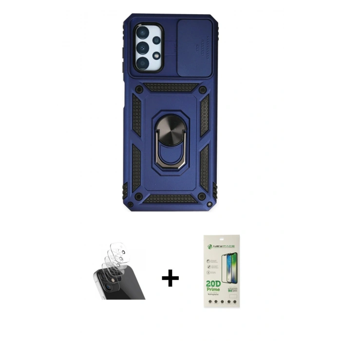 MARSİLYAN™- Galaxy A33 5G Kılıf Ahenk Klasik - Siyah 20D Premium Cam Ekran Koruyucu + Kamera Lens Koruma Cam - SF