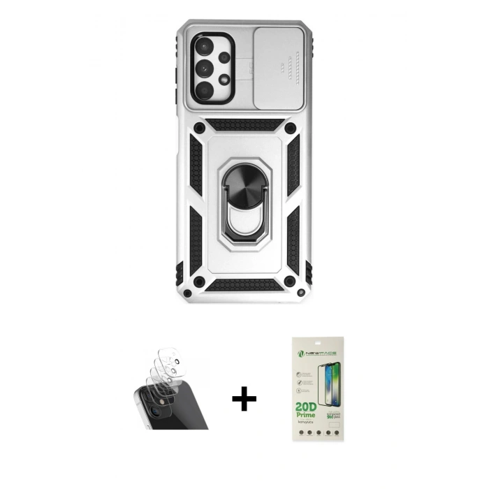 MARSİLYAN™- Galaxy A33 5G Kılıf Ahenk Klasik - Siyah 20D Premium Cam Ekran Koruyucu + Kamera Lens Koruma Cam - SF
