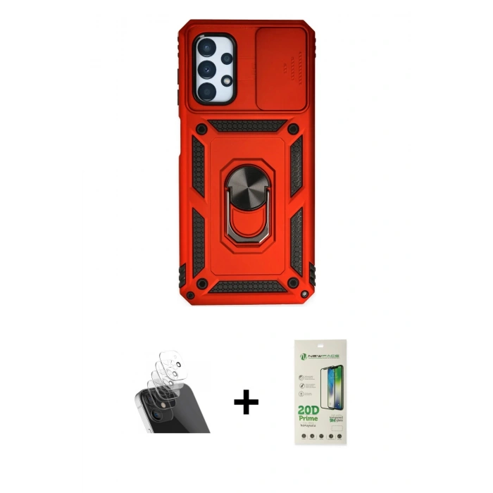 MARSİLYAN™- Galaxy A33 5G Kılıf Ahenk Klasik - Siyah 20D Premium Cam Ekran Koruyucu + Kamera Lens Koruma Cam - SF