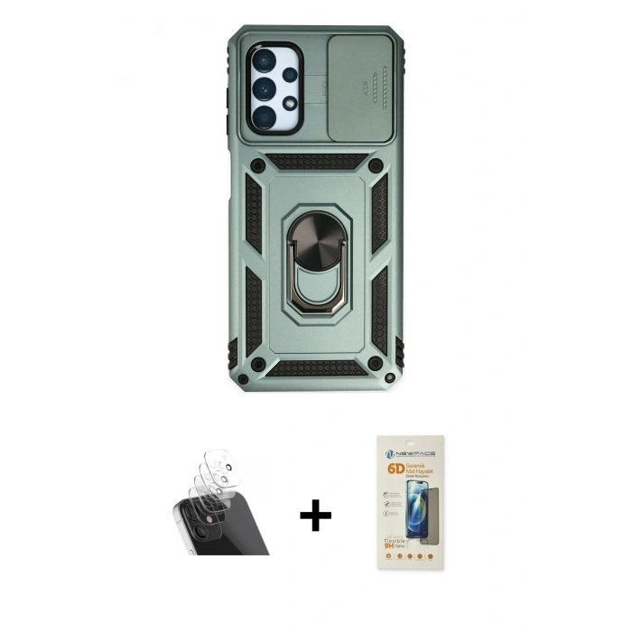 MARSİLYAN™- Galaxy A33 5G Kılıf Ahenk Klasik - Siyah 6D Mat Seramik Hayalet Nano Ekran Koruyucu + Kamera Lens Koruma Cam - SF